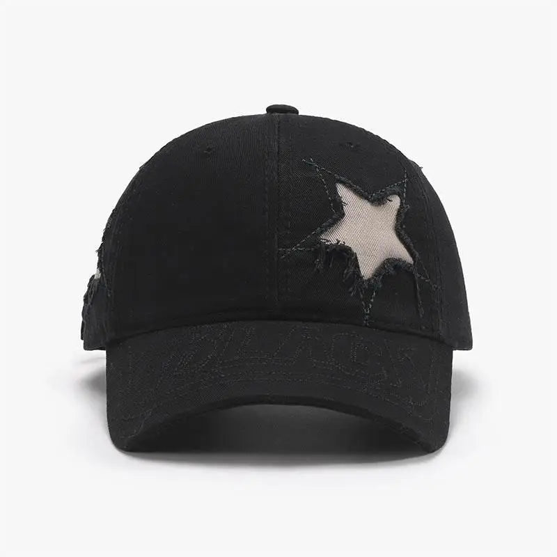 Stylish Star Raw Hem Adjustable Cap for Trendsetting Looks