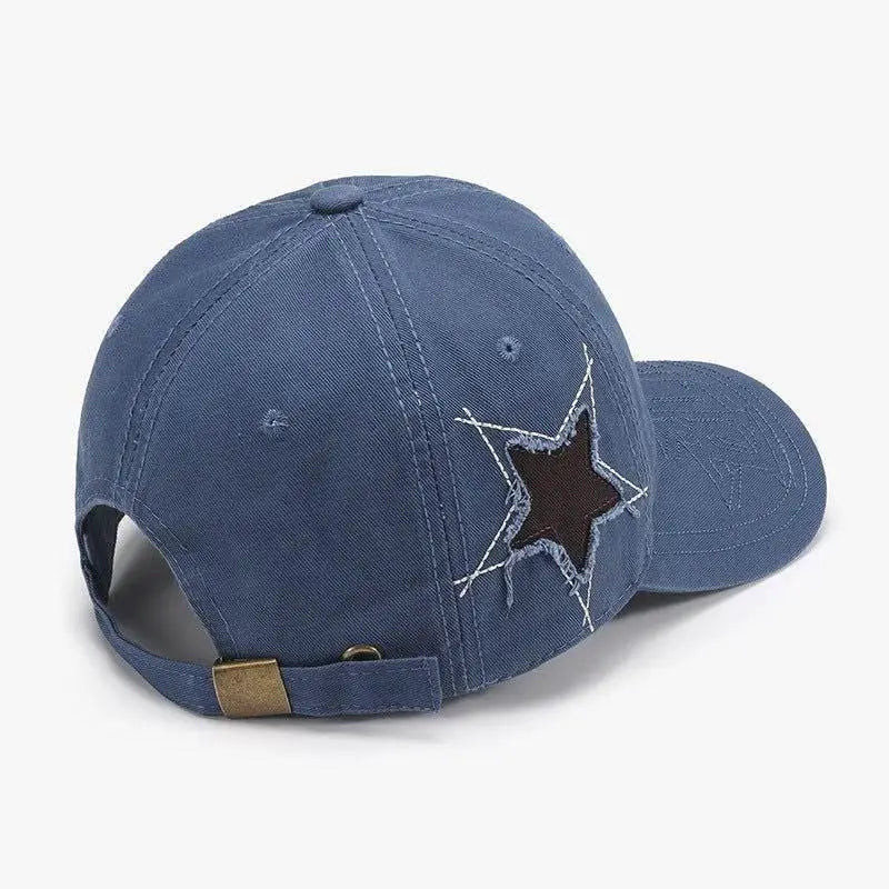 Stylish Star Raw Hem Adjustable Cap for Trendsetting Looks