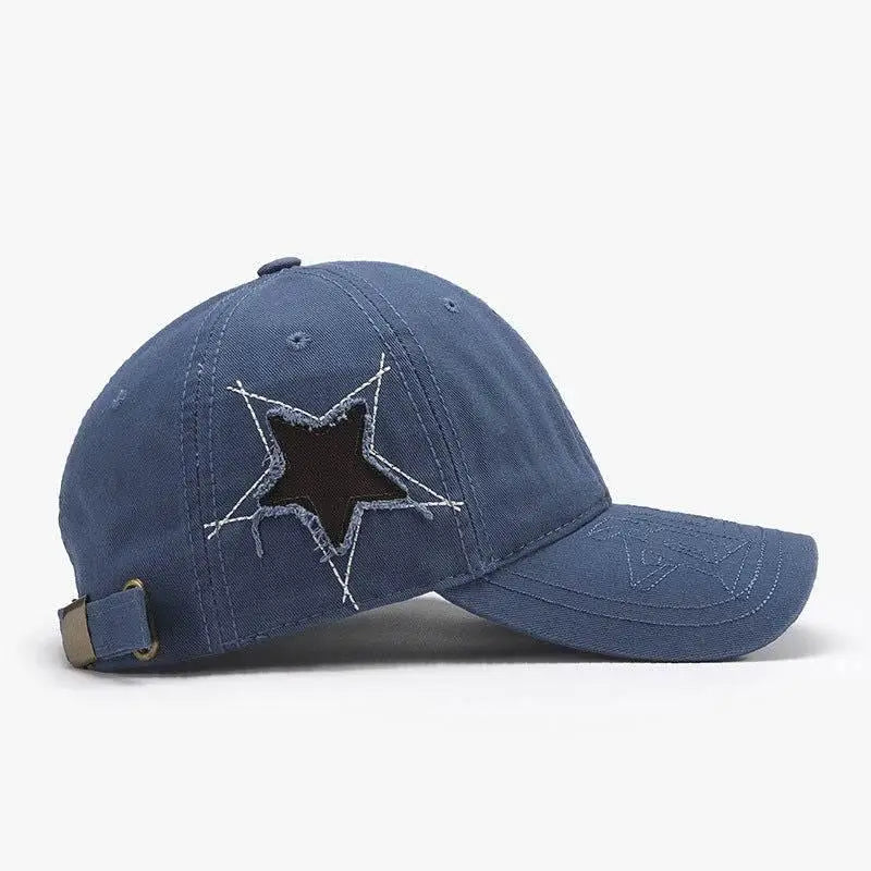 Stylish Star Raw Hem Adjustable Cap for Trendsetting Looks