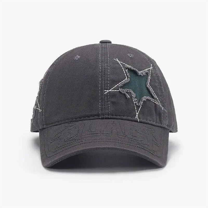 Stylish Star Raw Hem Adjustable Cap for Trendsetting Looks