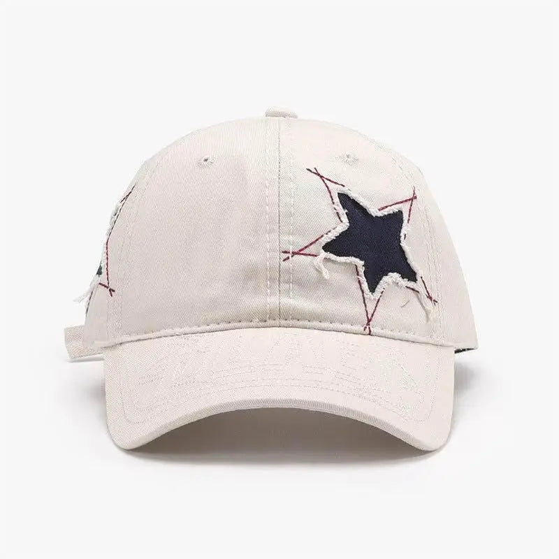 Stylish Star Raw Hem Adjustable Cap for Trendsetting Looks