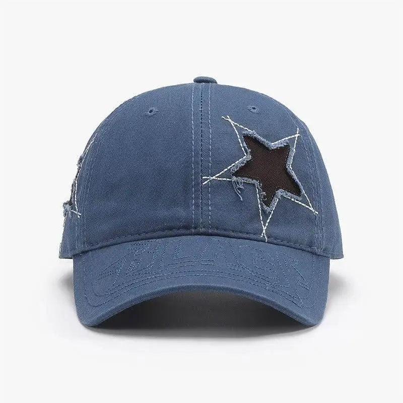 Stylish Star Raw Hem Adjustable Cap for Trendsetting Looks