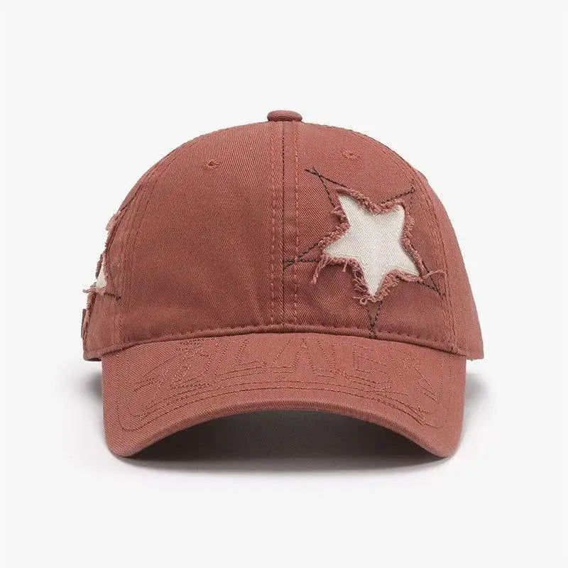 Stylish Star Raw Hem Adjustable Cap for Trendsetting Looks