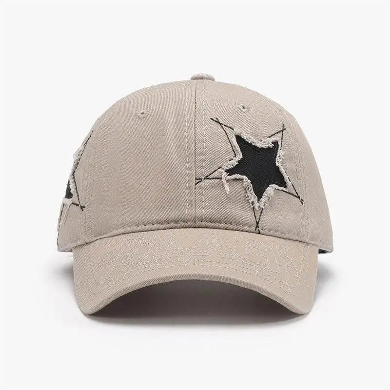 Stylish Star Raw Hem Adjustable Cap for Trendsetting Looks