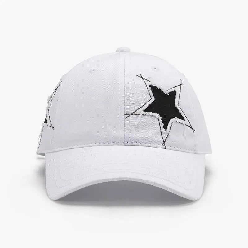 Stylish Star Raw Hem Adjustable Cap for Trendsetting Looks