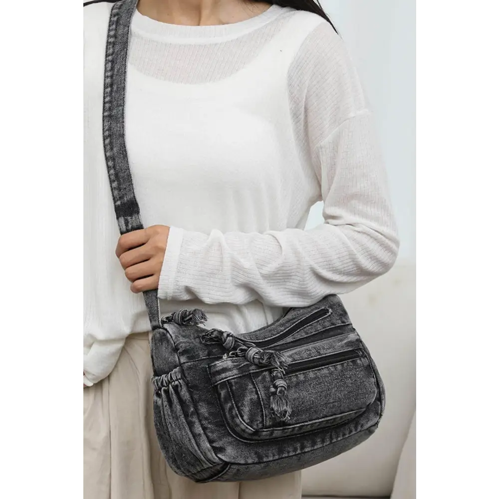 Stylish Zibelle Adjustable Strap Denim Crossbody Bag