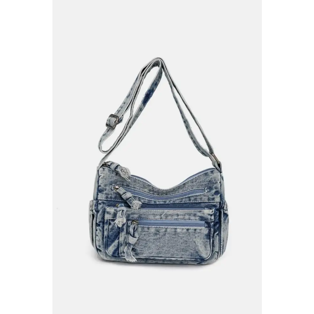 Stylish Zibelle Adjustable Strap Denim Crossbody Bag