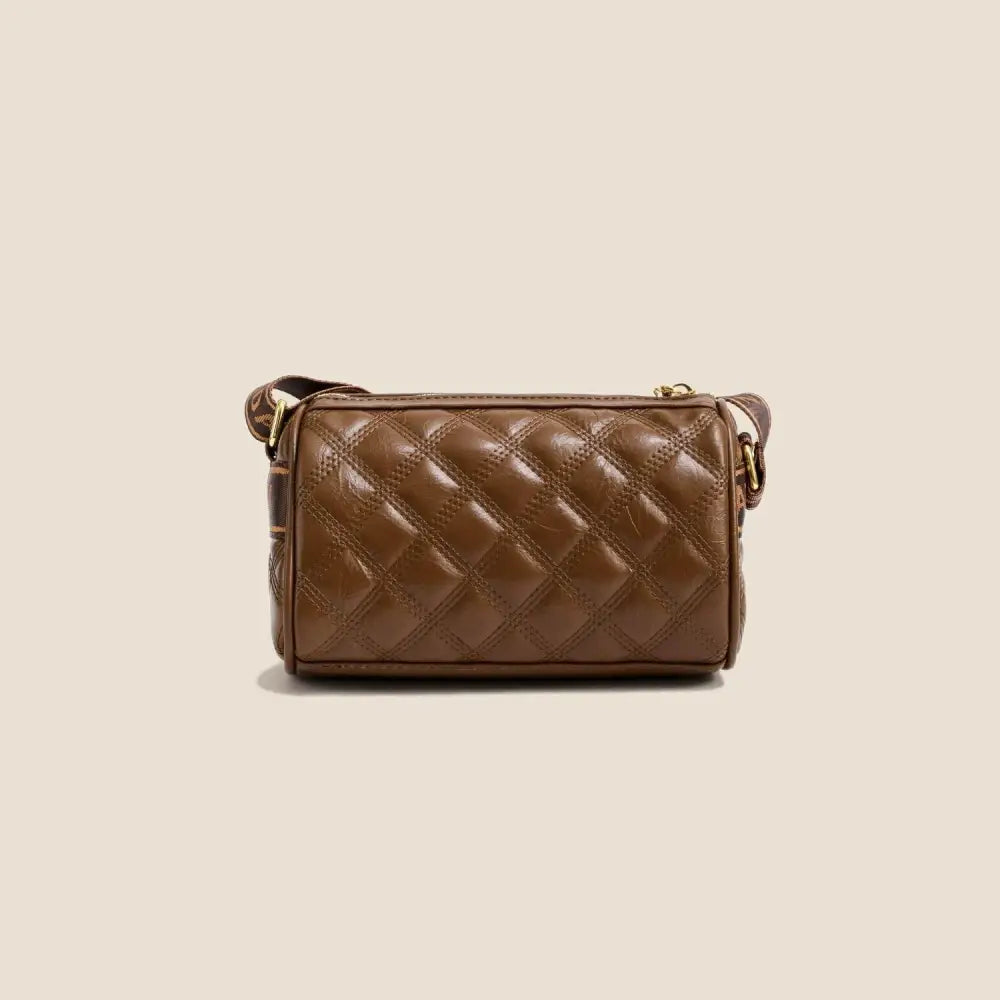 Chic Brown Quilted Leather Shoulder Bag with Adjustable Strap