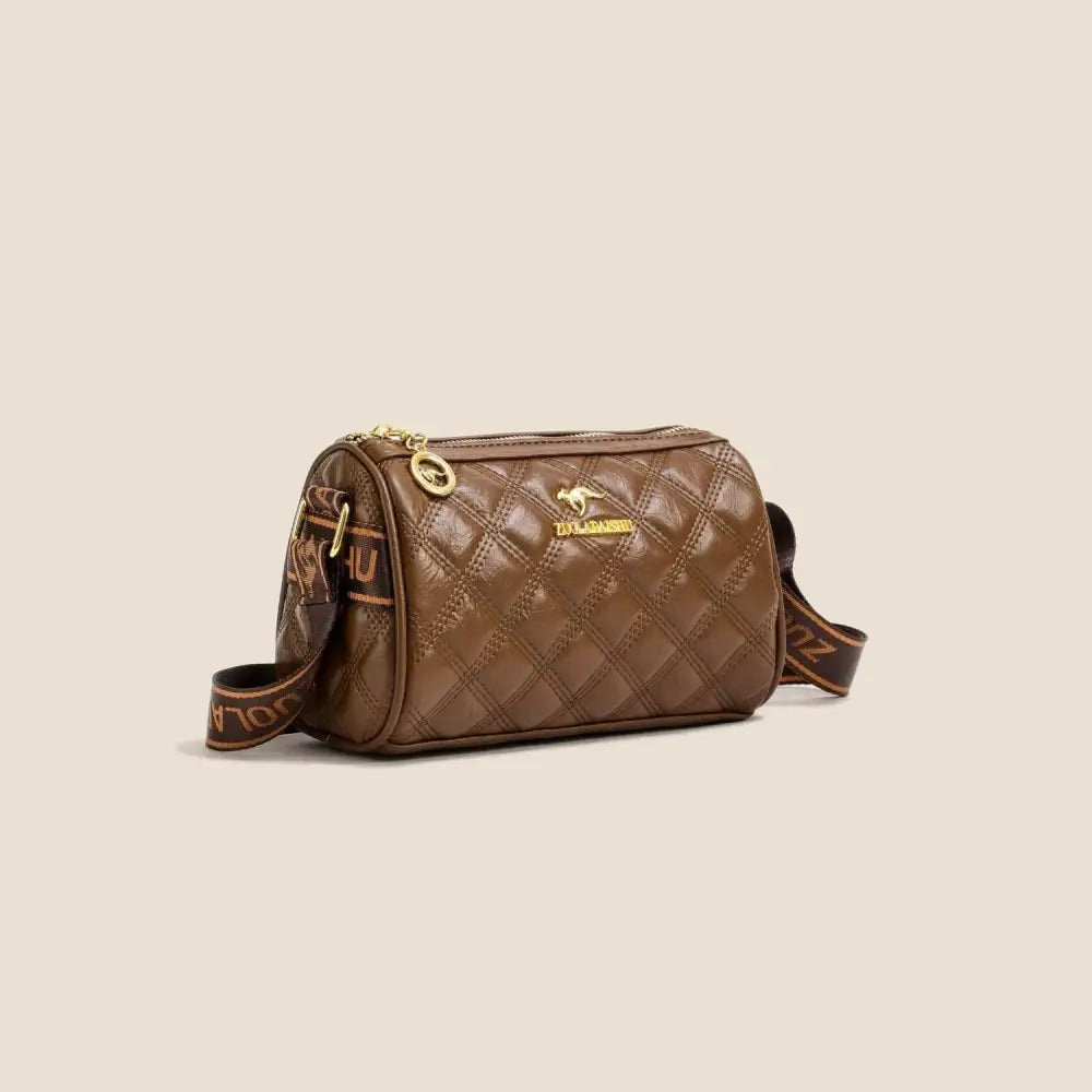 Chic Brown Quilted Leather Shoulder Bag with Adjustable Strap