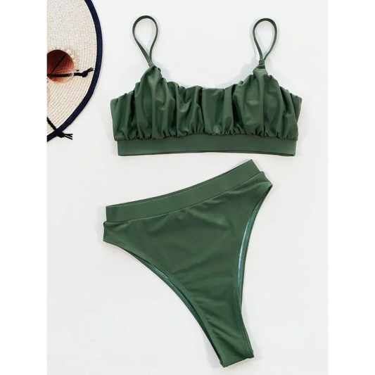 Adjustable Strap Ruched Two-Piece Swim Set - CM Fashion