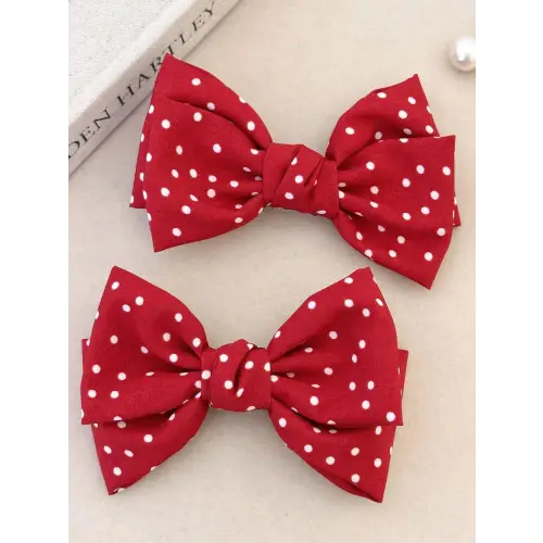 Polka Dot Bow Hair Clip - CM Fashion