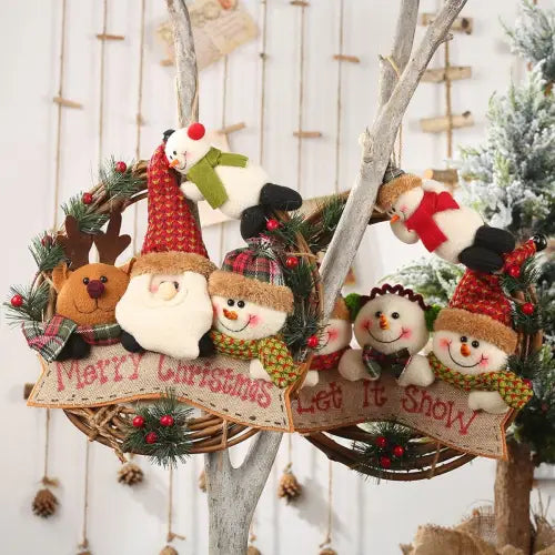 Adorable Snowman Christmas Doll Wreath for Festive Holiday Decor