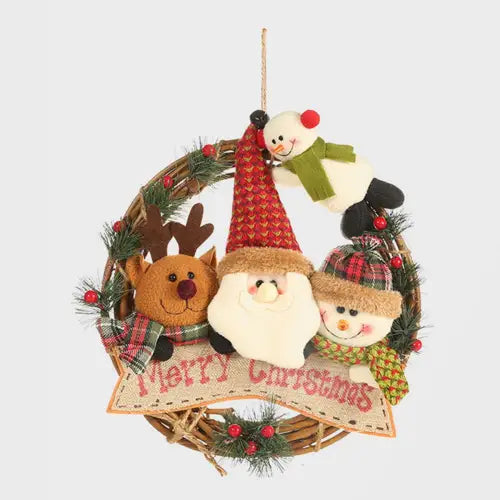 Adorable Snowman Christmas Doll Wreath for Festive Holiday Decor