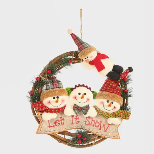 Adorable Snowman Christmas Doll Wreath for Festive Holiday Decor