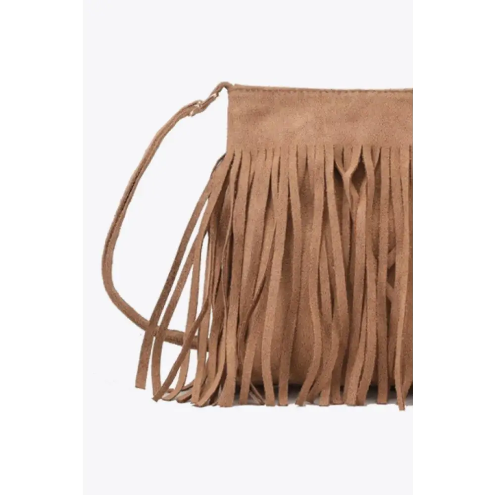 Adored Leather Leopard Print Fringe Crossbody Bag