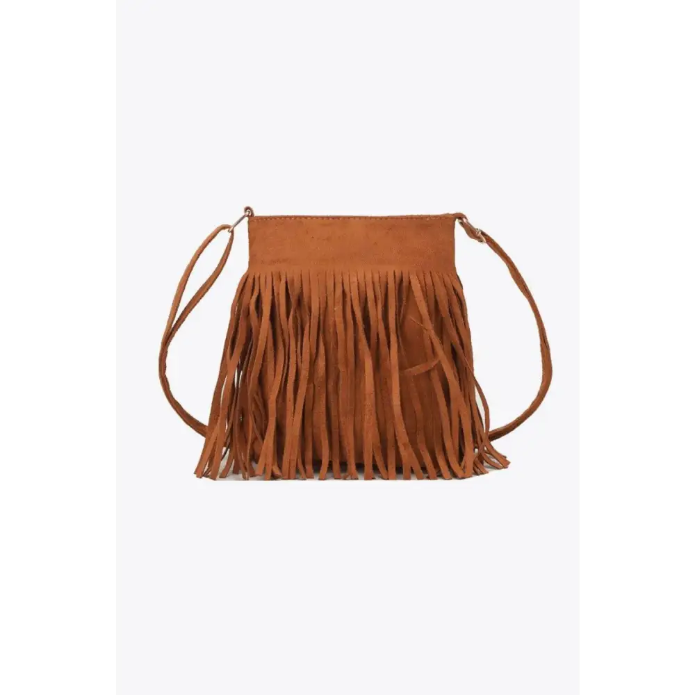 Adored Leather Leopard Print Fringe Crossbody Bag