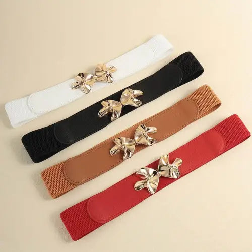 Alloy Buckle Elastic Belt with Chic Bow Detail