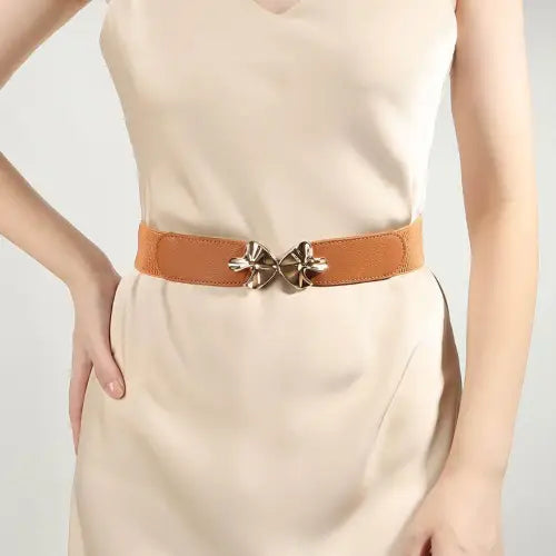 Alloy Buckle Elastic Belt with Chic Bow Detail