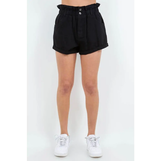 American Bazi High Waist Paper Bag Shorts - CM Fashion