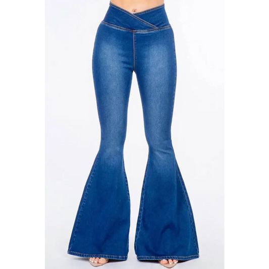 American Bazi High Waist Pull On Flare Jeans - CM Fashion