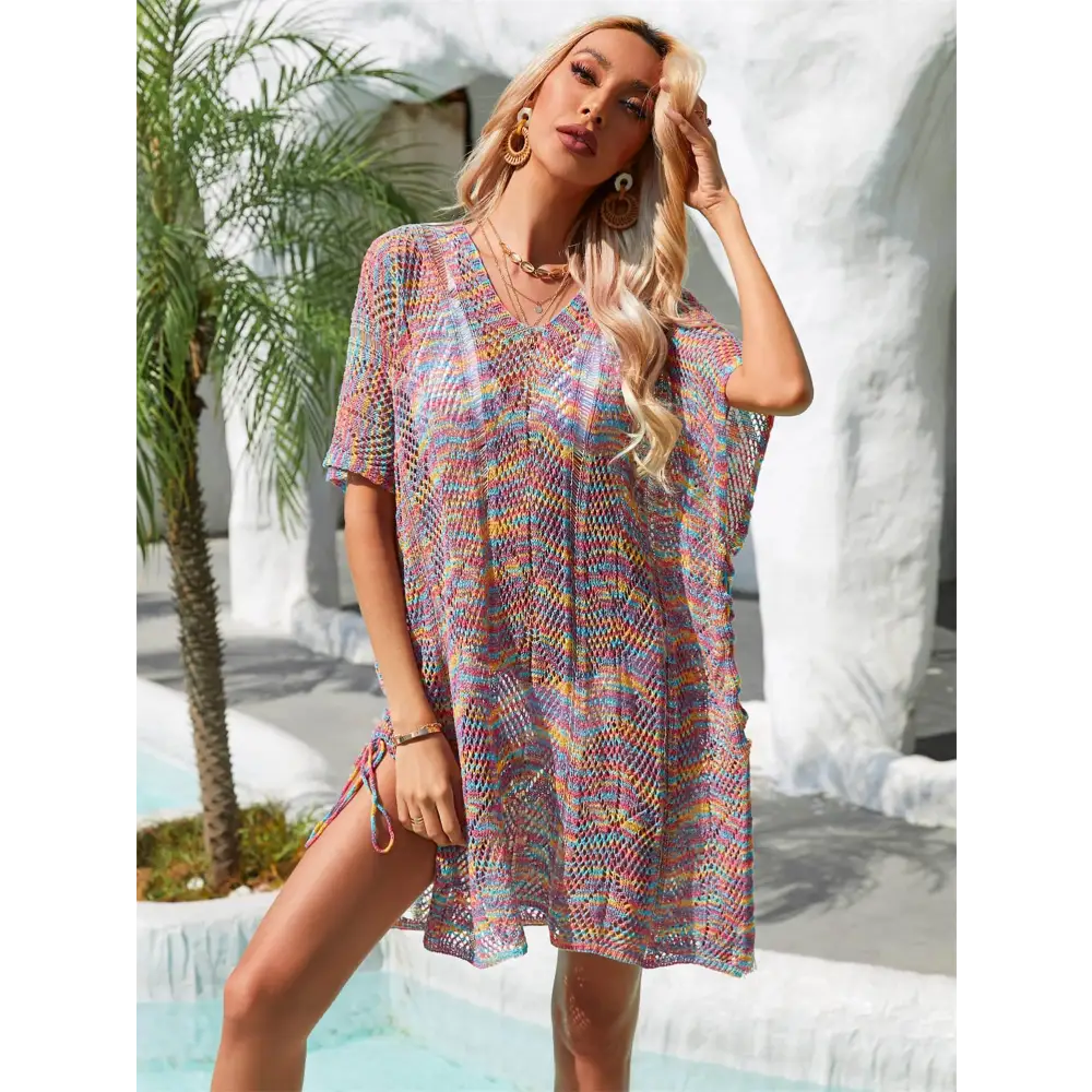 Ethereal Angel Wings Multicolored Openwork Beach Cover-Up