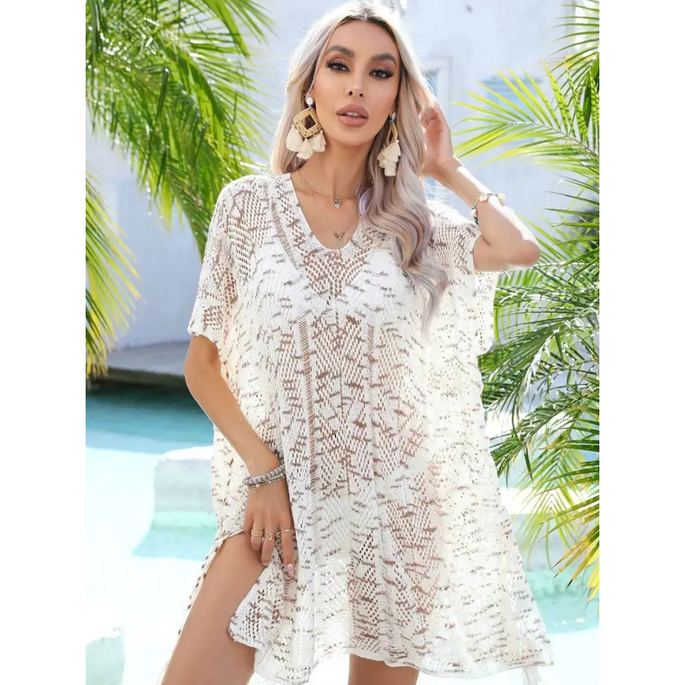 Ethereal Angel Wings Multicolored Openwork Beach Cover-Up