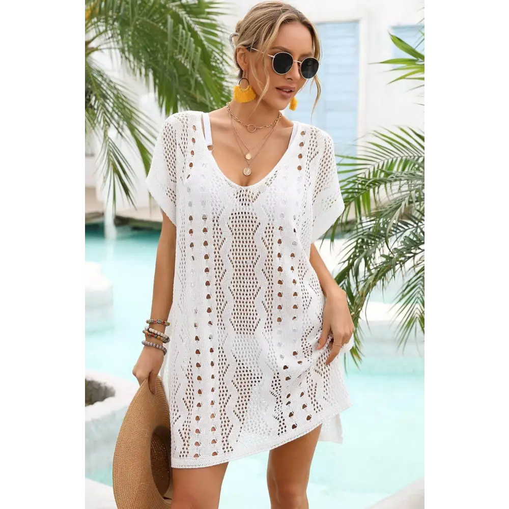 Ethereal Angel Wings Openwork Plunge Cover-Up Dress