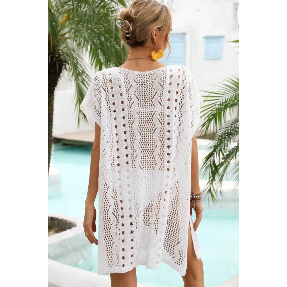 Ethereal Angel Wings Openwork Plunge Cover-Up Dress