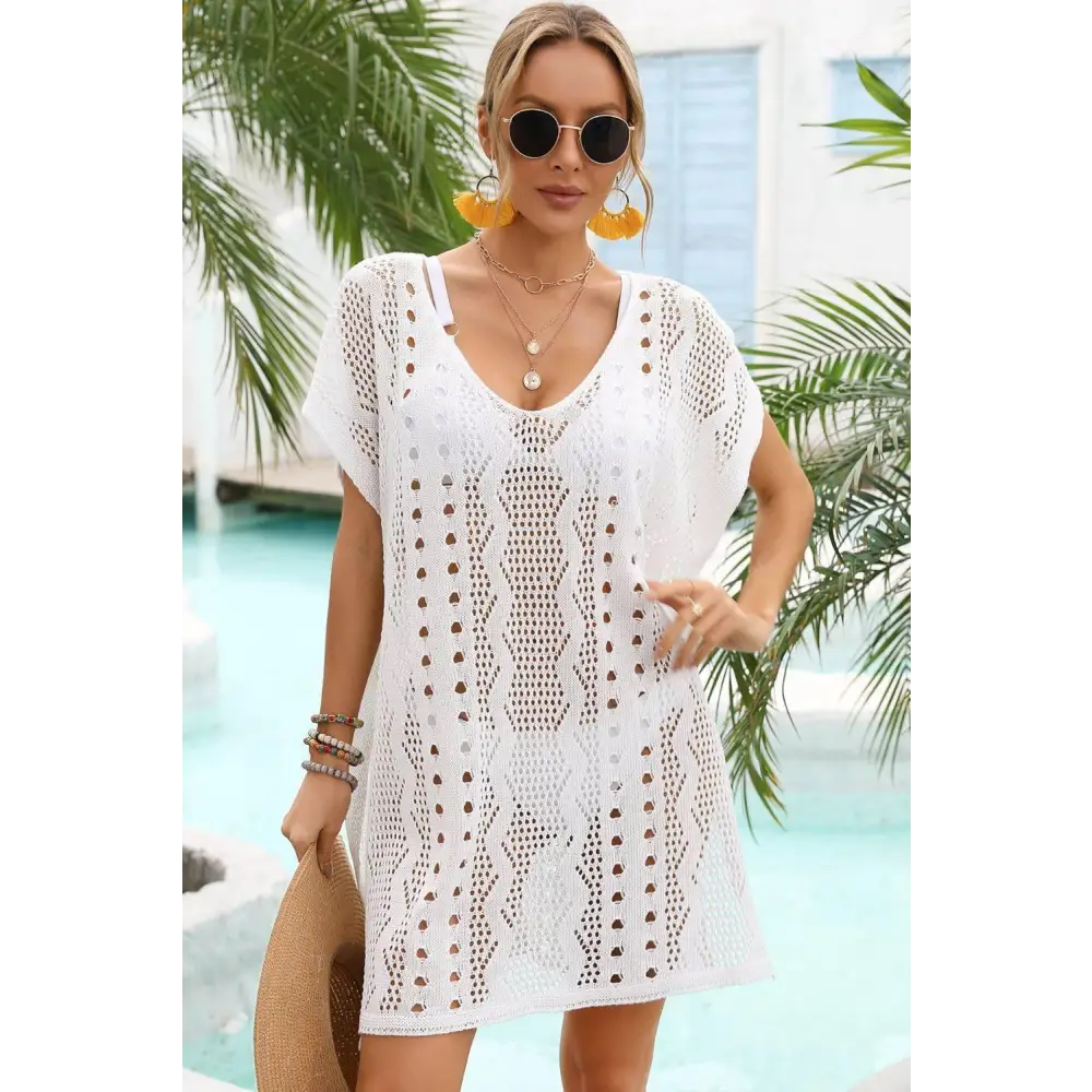 Ethereal Angel Wings Openwork Plunge Cover-Up Dress