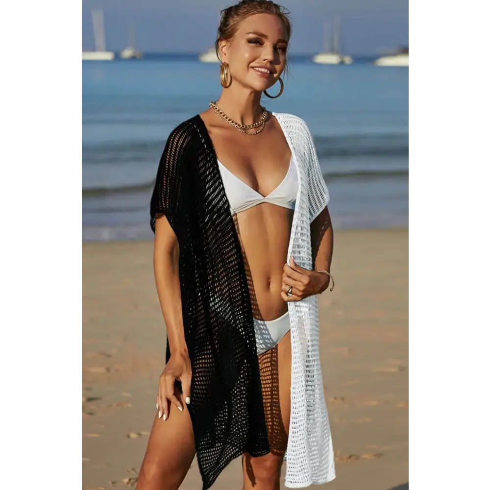 Flowy Angel Wings Two-Tone Slit Open Beach Cover-Up