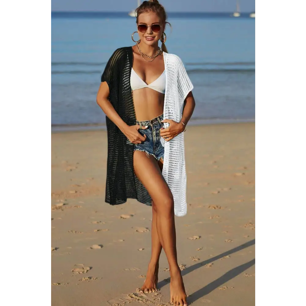 Flowy Angel Wings Two-Tone Slit Open Beach Cover-Up