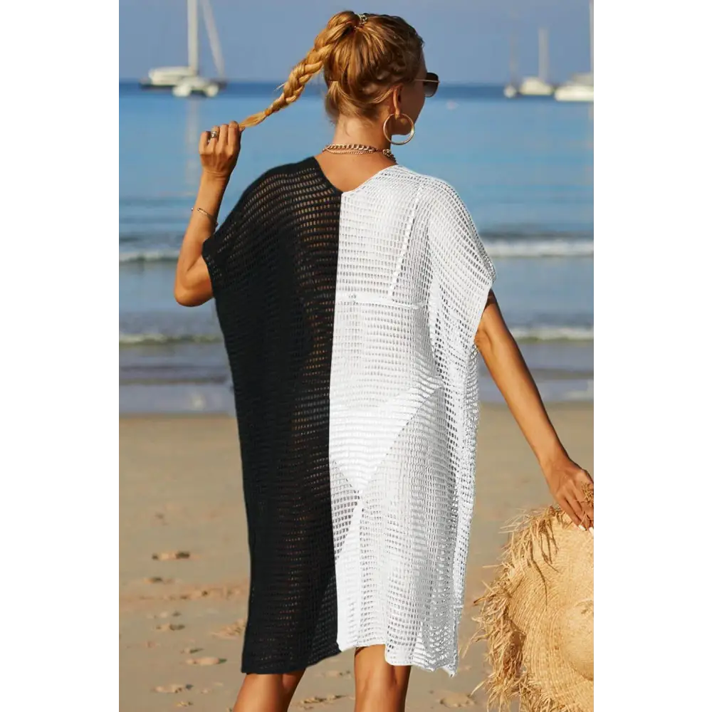 Flowy Angel Wings Two-Tone Slit Open Beach Cover-Up