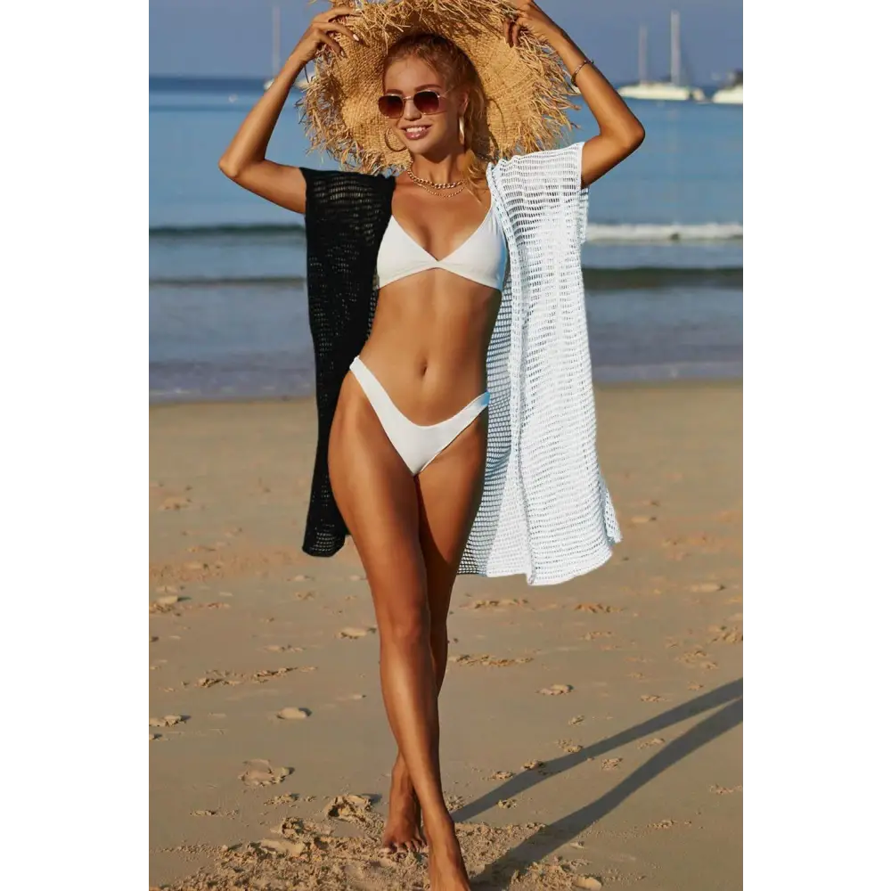 Flowy Angel Wings Two-Tone Slit Open Beach Cover-Up