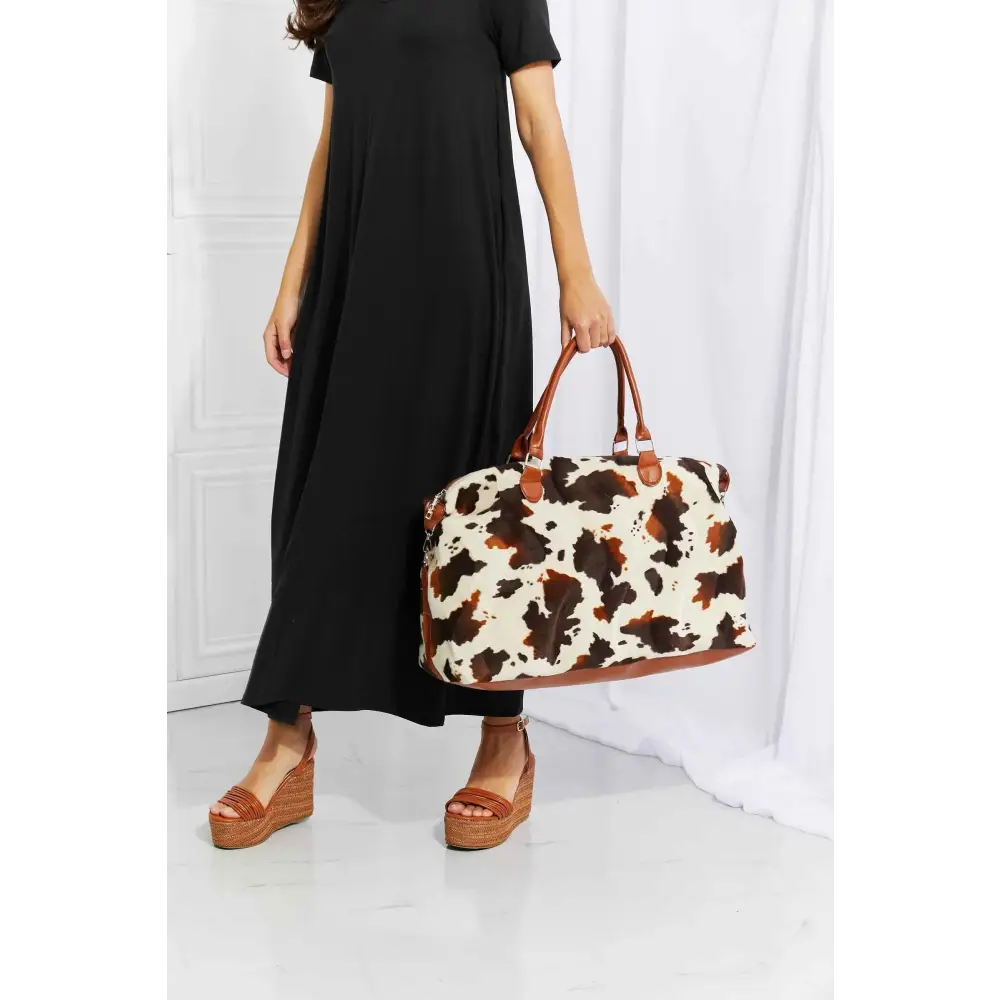 Stylish Animal Print Plush Weekender for Trendy Travelers