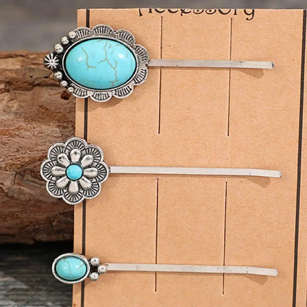 Artificial Turquoise Hair Pins