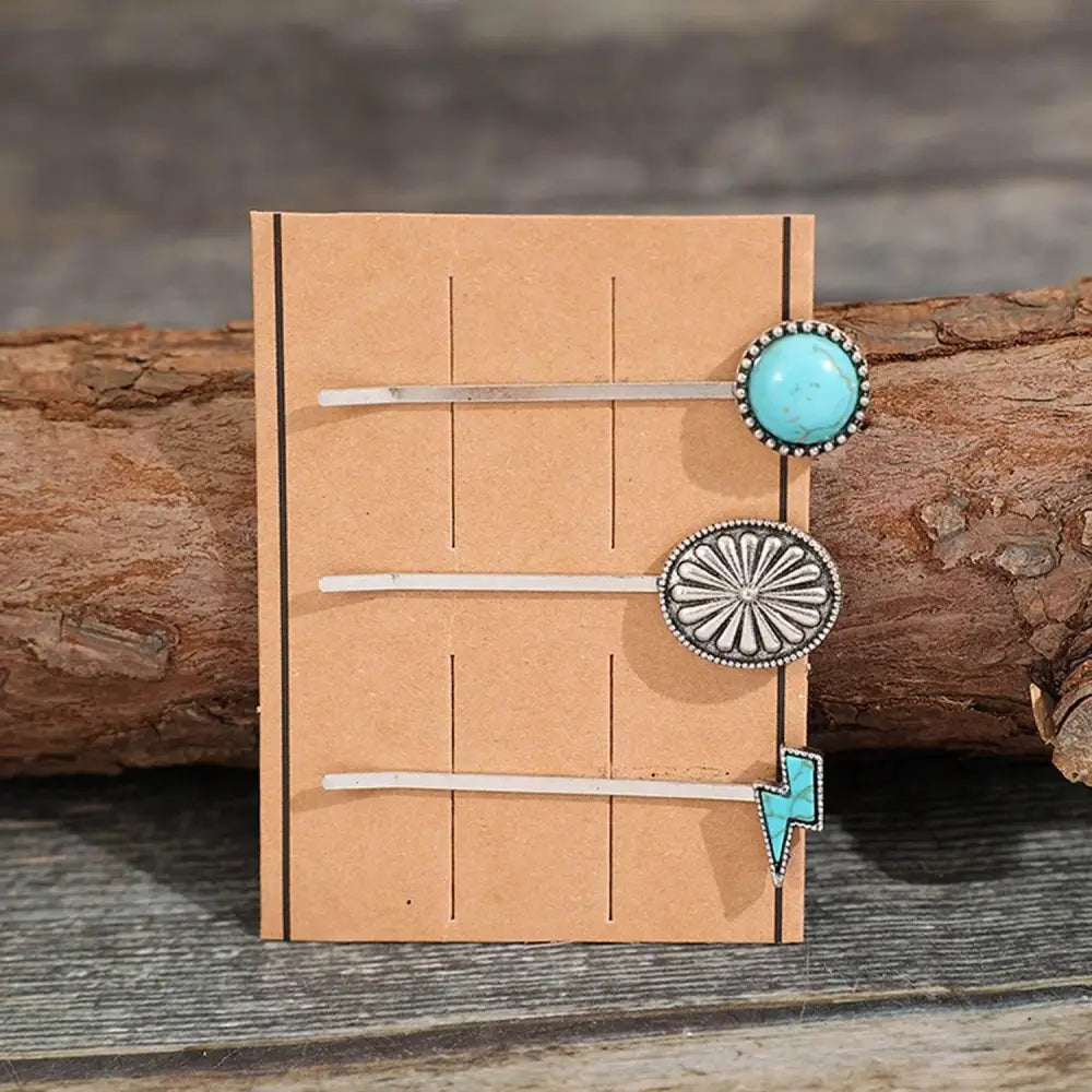 Artificial Turquoise Hair Pins