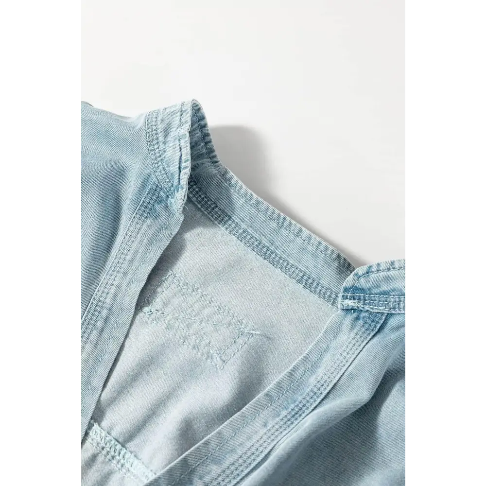 Beau Blue Light Wash Puff Sleeve Denim Blouse for Effortless Style