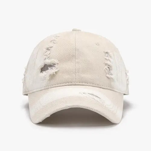 Distressed Adjustable Cotton Baseball Cap - CM Fashion