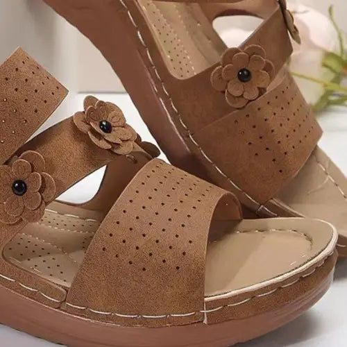Blooming Flower Wedge Sandals