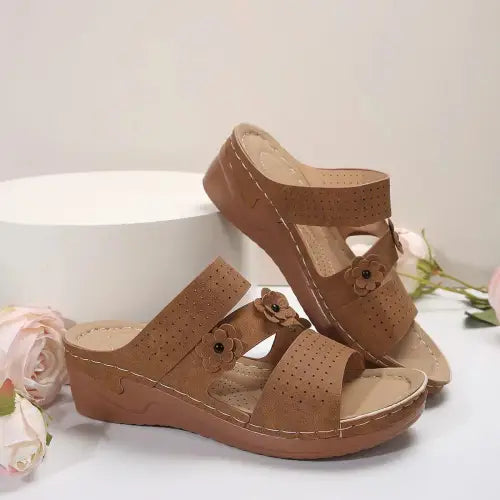 Blooming Flower Wedge Sandals
