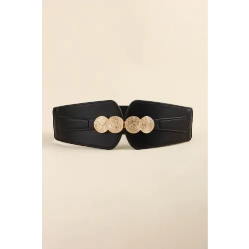 Bold Buckle Elastic Belt for Women with Trendy Gold Accents