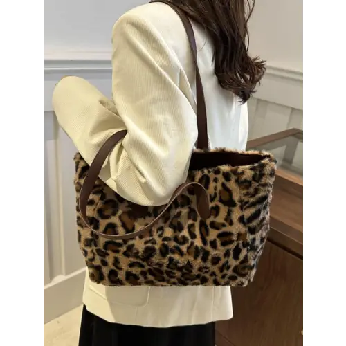 Bold Leopard Fluff Tote Bag