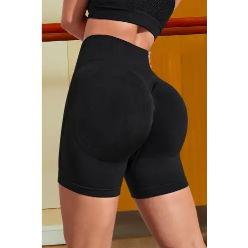 Bold Black Stretch Wide Waistband Sports Shorts