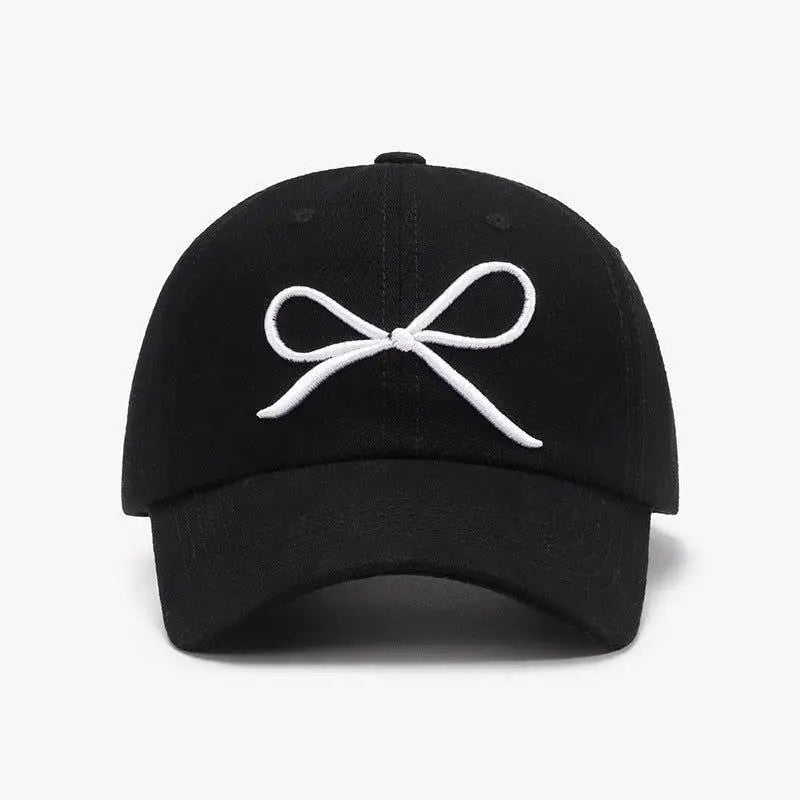 Stylish Bow Embroidered Cotton Baseball Cap for Casual Chic