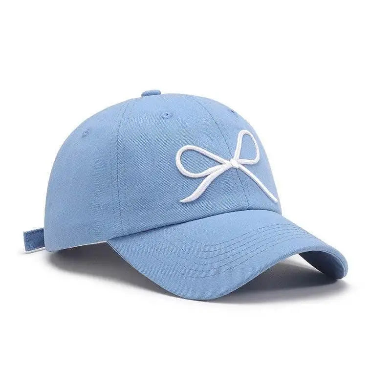 Stylish Bow Embroidered Cotton Baseball Cap for Casual Chic