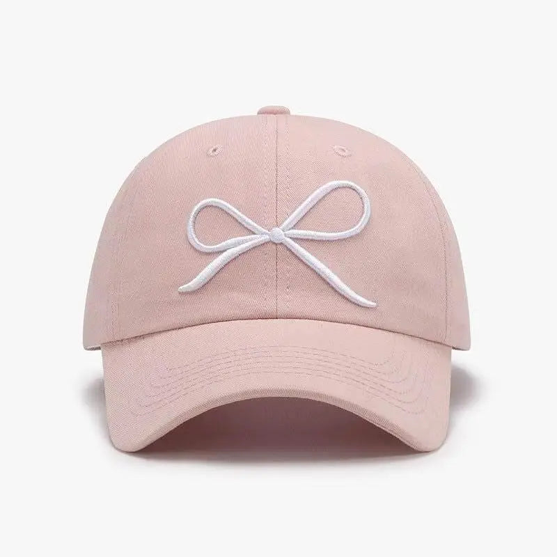 Stylish Bow Embroidered Cotton Baseball Cap for Casual Chic