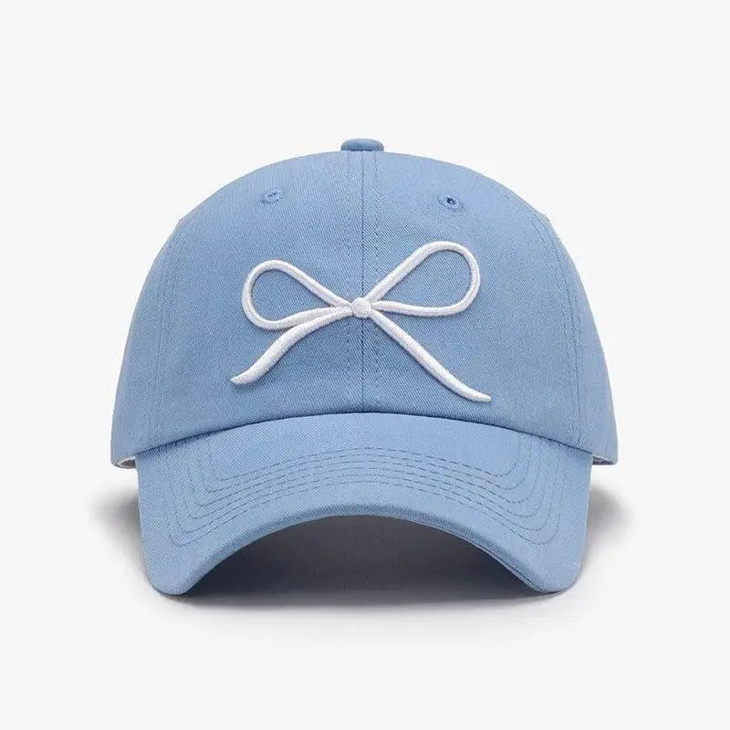 Stylish Bow Embroidered Cotton Baseball Cap for Casual Chic