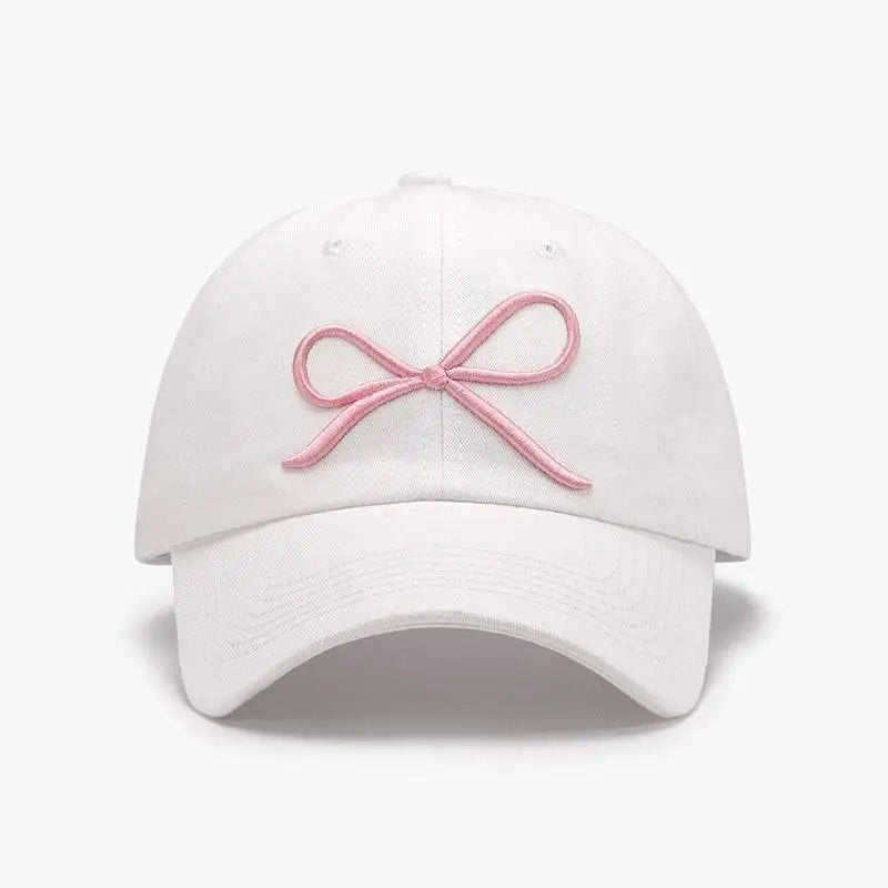 Stylish Bow Embroidered Cotton Baseball Cap for Casual Chic