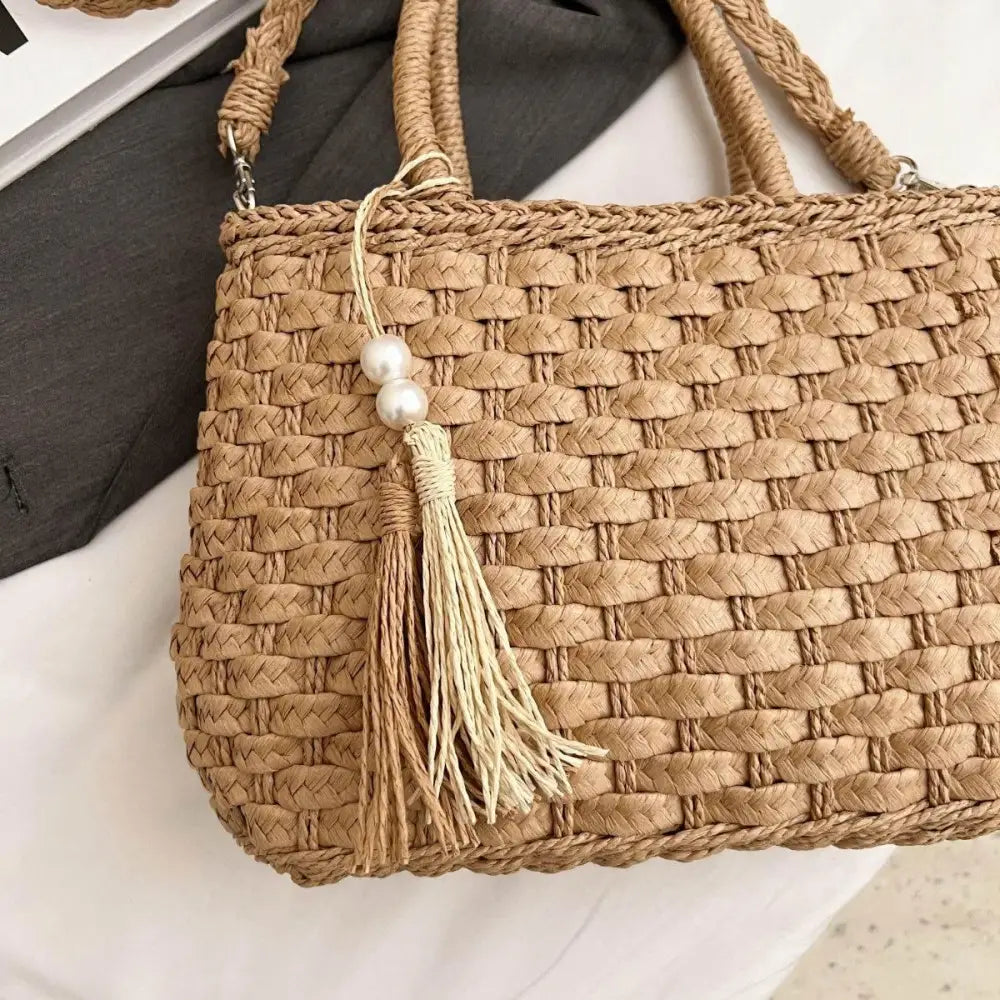 Chic Braided Strap Paper Weave Shoulder Bag for Summer Adventures