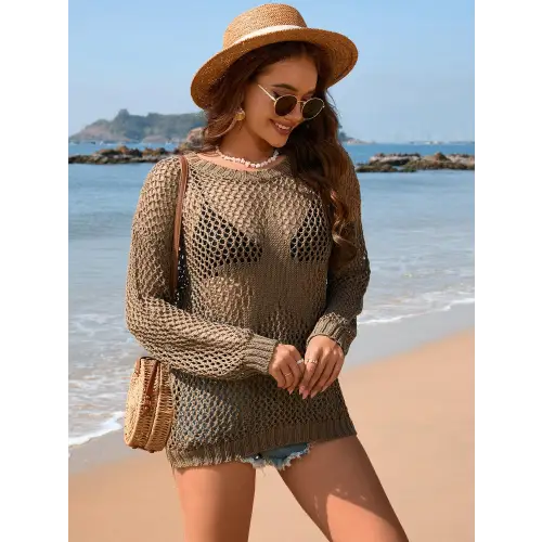 Breezy Openwork Dropped Shoulder Cover Up for Beach Chic